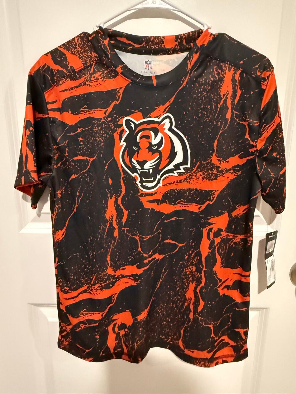 Cincinnati Bengals NFL Youth L 14/16 Orange Black Performance Shirt NWT